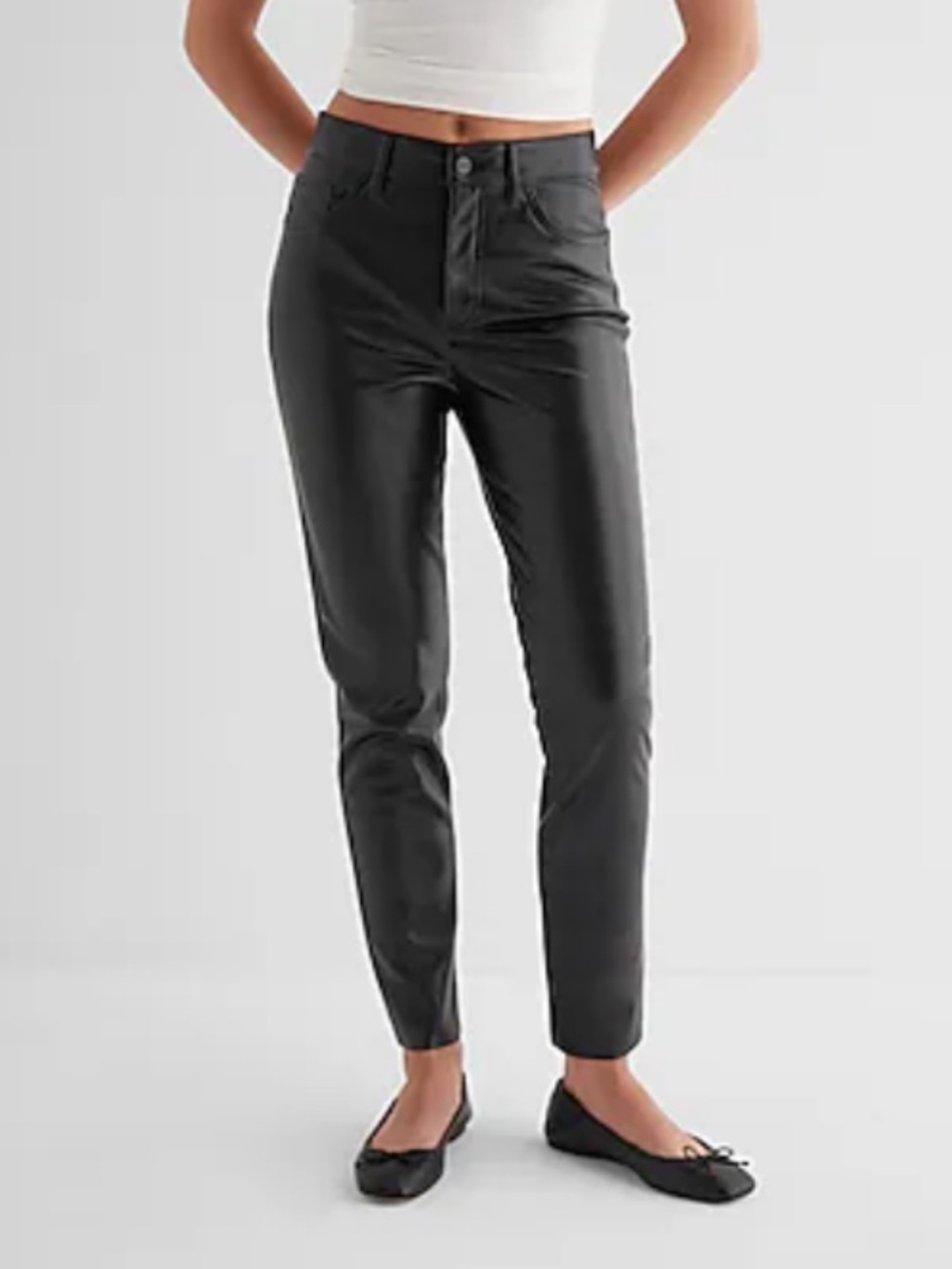 High-Rise Black Straight-Leg Women's Pants